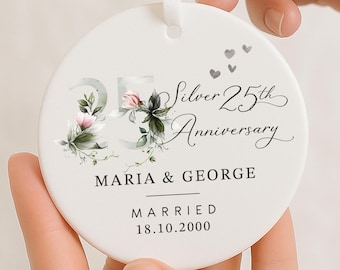 Personalised 25th Silver Anniversary Gift, 25th Anniversary Gift, Ceramic Keepsake Plaque, 25th Gifts, Wedding Anniversary Gift for Husband