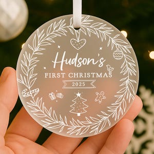 Personalised Babys First Christmas Decoration, Baby&#39;s 1st Christmas Rabbit Decoration, New Baby Christmas Gift, First Christmas Bauble