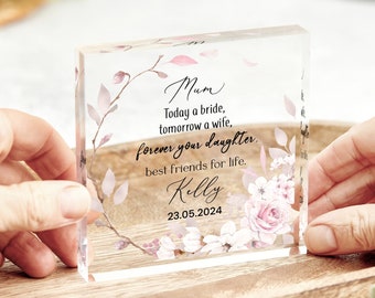 Personalised Mother of the Bride Gift, Daughter to Mother Gift, Gift for Mum, Gifts From The Bride, Wedding Day Gifts, Pink Flower Gifts