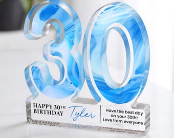 Personalised 30th Birthday Gift Plaque for Him, Happy 30th Birthday Gift For Him, 30th Birthday Gifts, Blue Retro 30th Gift, Gift for Him