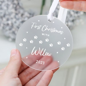 Personalised Puppy's First Christmas Decoration, 1st Christmas Puppy Gift, Dogs First Christmas Gift Ornament, New Puppy Gifts, Dog 1st Xmas