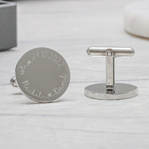 Personalised Engraved Bride to Groom Wedding Cufflinks Custom Date and Names Personalised Cufflinks