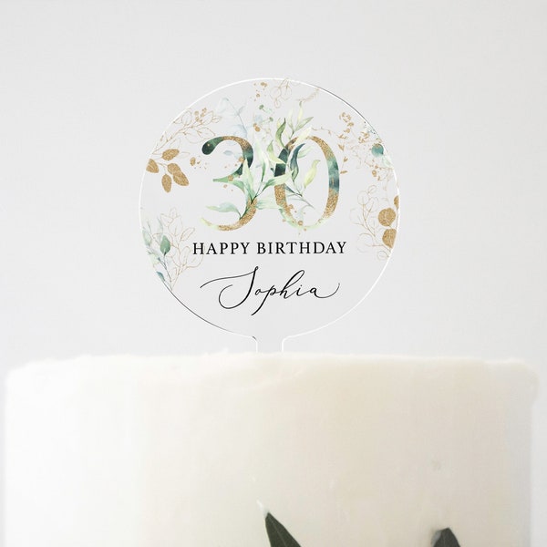 Personalised Happy Birthday Cake Topper, Birthday Acrylic Cake Topper, 18th 21st 30th 40th 50th Birthday, Clear Cake Topper, Birthday Name