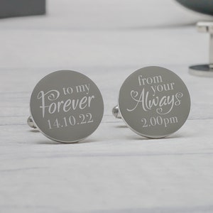 Personalised Engraved Bride to Groom Cufflinks, Groom Gifts, Wedding Cufflinks, Personalised Cufflinks