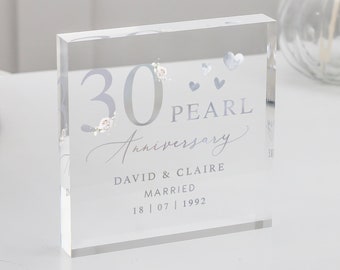 Personalised Pearl 30th Anniversary Gift, Pearl Anniversary Gift, Gifts For Husband, Anniversary Keepsake Gift, 30th Anniversary Plaque
