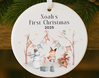 Personalised Baby's 1st Christmas Ornament, Baby's First Christmas Decoration, New Baby Christmas Gift, Animals Decoration