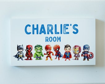 Personalised Super Hero Door Sign, Kids Door Sign, Baby Door Sign, Baby Nursery Door Plaque, Kids Sign, Hero Door Sign, Kids Bedroom Gifts