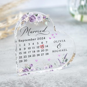 Cadeau de mariage personnalisé pour Mr et Mme, cadeau d&#39;anniversaire pour Mr et Mme, cadeau de fiançailles, plaque coeur, cadeau calendrier, cadeaux de fiançailles