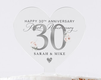 Personalised 30th Anniversary Cake Topper, Pearl Anniversary Cake Topper, Wedding Cake Topper, 30th Anniversary Gifts, Cake Decorations