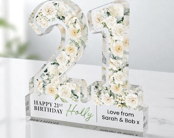 Personalised 21st Birthday Gift Plaque, Happy 21st Birthday Gift For Her, 21st Birthday Gifts, Floral 21st Gift, Gift for Her