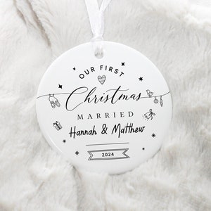 Personalised First Christmas Married Ornament, First Christmas Mr & Mrs Bauble, Married Christmas Keepsake, 1st Christmas Married Bauble