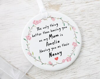 Personalised Mother's Day Nanny Gift, Best Nanny Keepsake Decoration, Nanny Gifts, Mother Quotes, Gifts from Baby