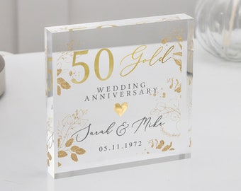 Personalised Golden 50th Anniversary Gift, Golden Anniversary Gift, Gifts For Husband, Anniversary Keepsake Gift, 50th Anniversary Plaque
