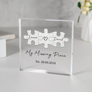 Personalised Valentines Day Gift, Sentimental Keepsake Plaque, Jigsaw Piece Gift, Gift for Boyfriend, Gift for Girlfriend, Anniversary Gift