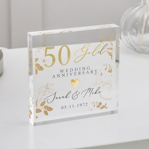 Personalised Golden 50th Anniversary Gift, Golden Anniversary Gift, Gifts For Husband, Anniversary Keepsake Gift, 50th Anniversary Plaque