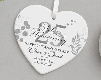 Personalised 25th Anniversary Gift, 25th Silver Anniersary Gift, Ceramic Keepsake Plaque, 25th Gifts, Wedding Anniversary Gift for Husband