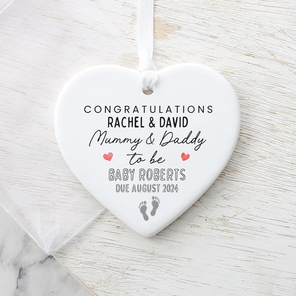 Personalised New Parents Gift, Congratulations Pregnancy Gift, Mummy Daddy To Be Gift, New Baby Heart Ornament, Baby Expecting Gift