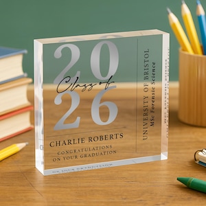 Personalised Graduation Gift Plaque, Class of 2026 Congratulations Keepsake Gift