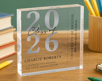 Personalised Graduation Gift Plaque, Class of 2026 Congratulations Keepsake Gift