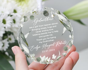 Godparents Keepsake Gift, Godmother Ornament Gift, Frosted Acrylic Keepsake, Godmother Gift, Godfather Gift, Thank you Git, Christening Gift