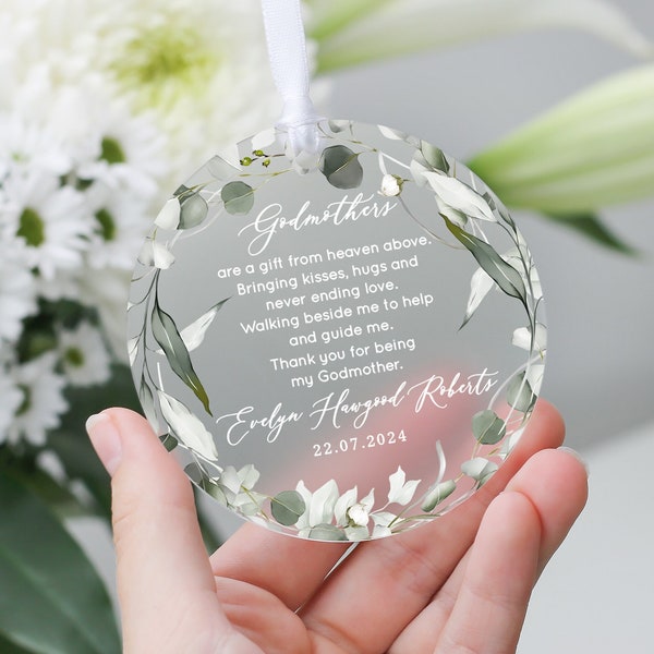 Godparents Keepsake Gift, Godmother Ornament Gift, Frosted Acrylic Keepsake, Godmother Gift, Godfather Gift, Thank you Git, Christening Gift