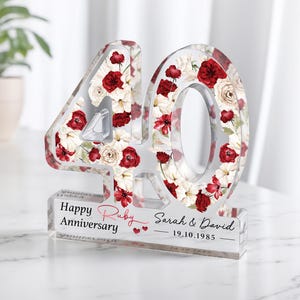 Personalised 40th Anniversary Gift, Ruby Anniversary Plaque, Anniversary Gifts, 40th Anniversary Gift for Parents Husband Wife