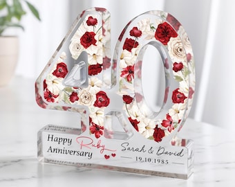 Personalised 40th Anniversary Gift, Ruby Anniversary Plaque, Anniversary Gifts, 40th Anniversary Gift for Parents Husband Wife