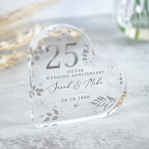 Personalised 25th Wedding Anniversary Gift, Silver Anniversary Plaque, Anniversary Gifts, 25th Anniversary Gift for Husband Wife Parents