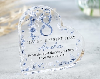 Personalised Happy 18th Birthday Gift Plaque, Birthday Gift For Her, 18th Birthday Gifts, Floral 18th Gift, Gifts for 18th Birthday