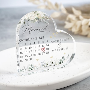 Cadeau de mariage personnalisé pour Mr et Mme, cadeau d&#39;anniversaire pour Mr et Mme, cadeau de fiançailles, plaque coeur, cadeau calendrier, cadeaux de fiançailles
