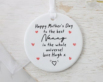 Personalised Mother's Day Nanny Gift, Best Nanny Keepsake Decoration, Nanny Gifts, Mother Quotes, Gifts from Baby