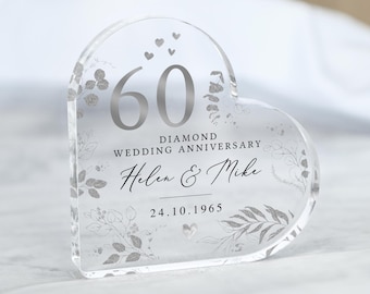 Personalised 60th Wedding Anniversary Gift, Diamond Anniversary Plaque, Anniversary Gifts, 60th Anniversary Gift for Husband Wife Parents