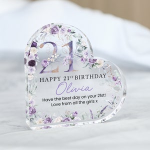 Personalised Happy 21st Birthday Gift Plaque, Birthday Gift For Her, 21st Birthday Gifts, Floral 21st Gift, Gifts for 21st Birthday