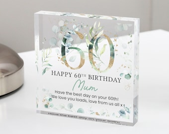 Personalised Happy 60th Birthday Gift Plaque, Birthday Gift for