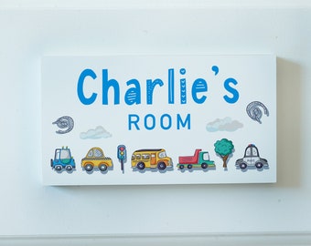Personalised Car Door Sign, Kids Door Sign, Car Themed Door Sign, Baby Nursery Door Plaque, Kids Sign, Police Car Sign, Kids Bedroom Gifts