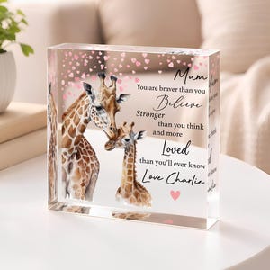 Personalized Mother's Day Gift, Giraffe Poem Keepsake Plaque, Gift for Mum Dad Nanny