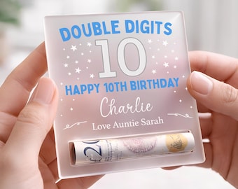 Personalised 10th Birthday Cash Holder Double Digits Birthday Gift for Him/Her