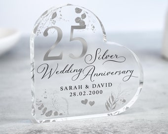 Personalised 25th Wedding Anniversary Gift, Silver Anniversary Plaque, Anniversary Gifts, 25th Anniversary Gift for Husband Wife Parents
