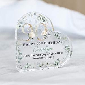 Plaque cadeau personnalisée joyeux 90e anniversaire, cadeau d&#39;anniversaire pour grand-mère maman, cadeaux 90e anniversaire, cadeau floral 90e, cadeaux pour elle