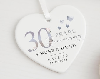 Personalised 30th Pearl Anniversary Gift, 30th Anniversary Gift, Ceramic Keepsake Plaque, 30th Gifts, Wedding Anniversary Gift for Husband
