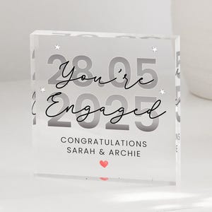 Cadeau de fiançailles personnalisé, plaque cadeau de félicitations, cadeau fiançailles pour couple, cadeau souvenir date, plaque fiançailles