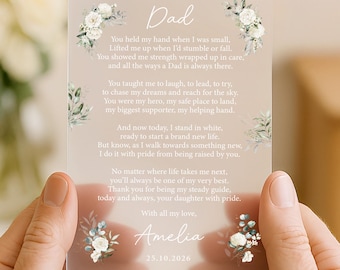 Regalo personalizado de agradecimiento para el padre de la novia, regalo de boda para papá, regalos de la novia, postal de boda, regalo de recuerdo para el padre de la novia