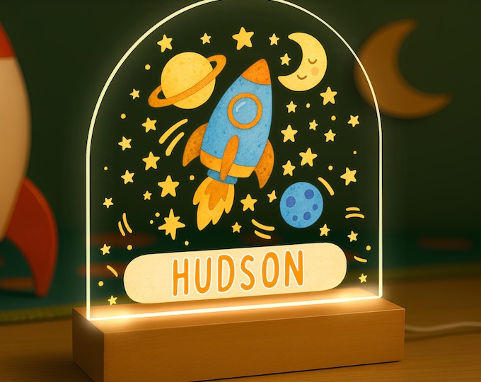 Personalised LED Space Lamp, Kids Night Light Gift, Space Stars Light, Birthday Gifts for Kids, Kids Bedroom Nursery Table Light