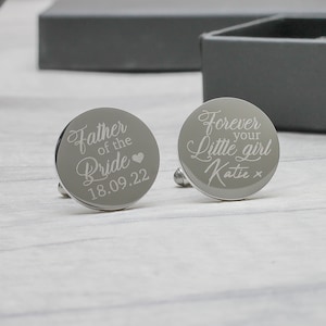 Personalised Engraved Father of the Bride Cufflinks, Personalised Cufflinks, Wedding Cufflinks, Groom Cufflinks, Personalized Cufflinks