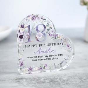 Plaque cadeau personnalisée joyeux 18e anniversaire, cadeau d'anniversaire pour elle, cadeaux 18e anniversaire, cadeau floral 18e anniversaire, cadeaux pour 18e anniversaire