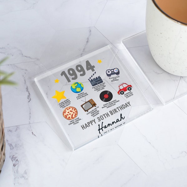Personalised 30th Birthday Coaster, Fun Facts Gift, Funny 30th Birthday Gifts, Novelty Birthday Gifts, Fun Facts Birthday Gifts