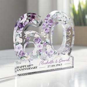 Personalised 60th Anniversary Gift Plaque, Diamond Anniversary Gift, Anniversary Gift, 60th Anniversary Gift for Husband Wife Parents