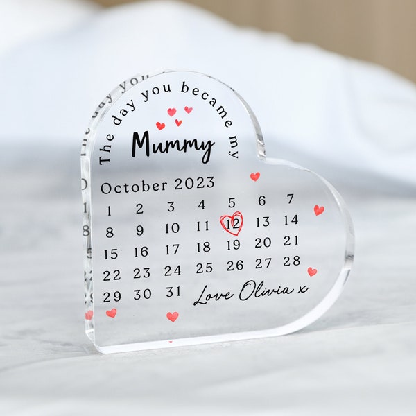 Personalised Day You Became My Mummy Plaque, 1st Mothers Day, Nanny Gifts, Gift from Son Daughter, Gifts for Mummy Nanny, Special Date Gift