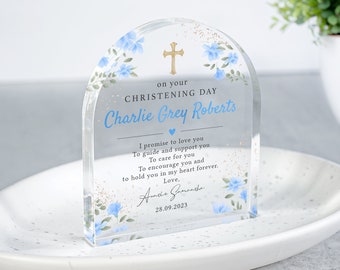Personalised Christening Gift Plaque, Godmother to Baby Gift, Godson Godchild Gift, Dedication Day Gift, Baptised Gift, Godparents Gift