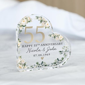 Cadeau floral personnalisé 55e anniversaire, plaque émeraude, cadeaux d'anniversaire, cadeau 55e anniversaire pour parents mari et femme
